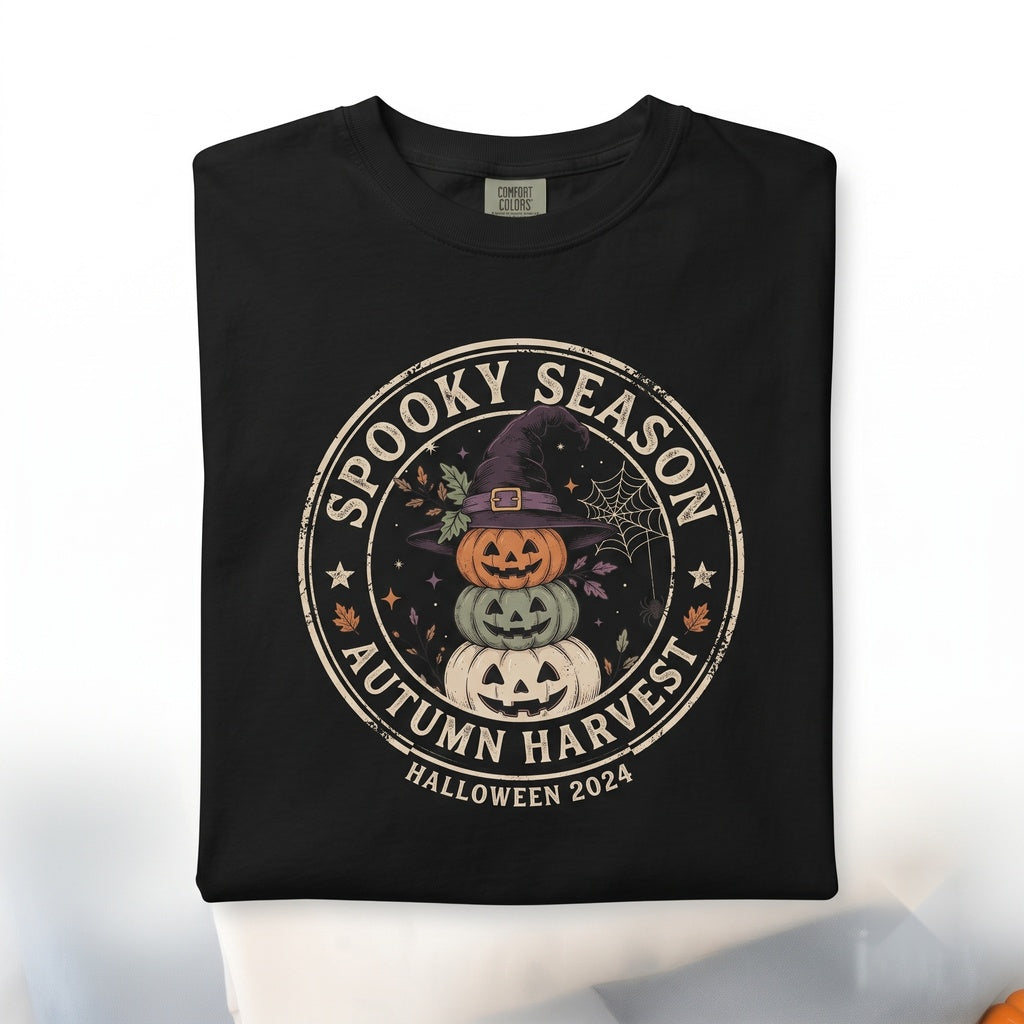 Pumpkin Witch Stacked Jack O Lantern Graphic Autumn Harvest Gothic Spooky Seasonal Gift Unisex TShirt