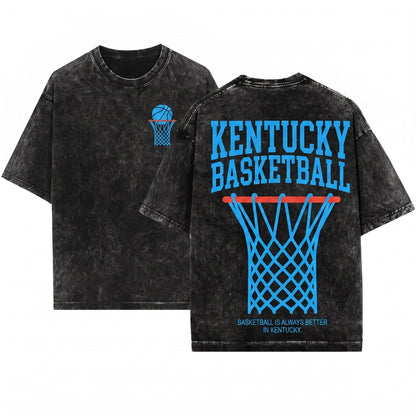 Retro Kentucky Hoop Basketball Graphic Streetwear Fan Unisex Wash T-Shirt