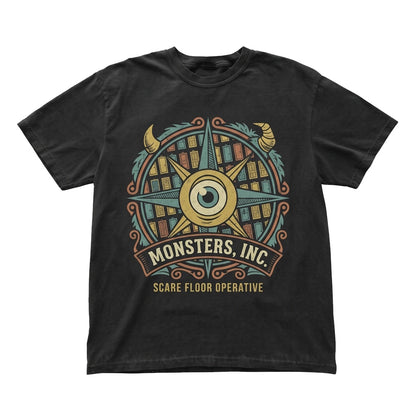 Vintage Mike Sulley Boo Graphic Door Theme Park Apparel Retro Character Cotton Unisex TShirt