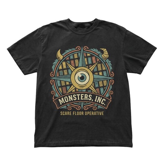 Vintage Mike Sulley Boo Graphic Door Theme Park Apparel Retro Character Cotton Unisex TShirt