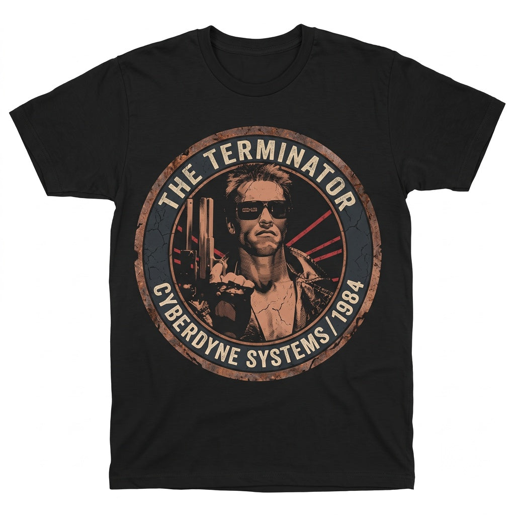 Vintage Sci-Fi Cyborg Assassin Cybernetic Robot Skull Graphic Cotton Crewneck Unisex TShirt