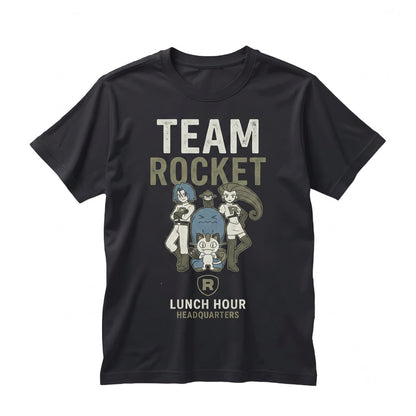 Vintage Team Rocket Picnic Washed Jessie James Meowth Wobbuffet Anime Oversized Graphic Unisex TShirt