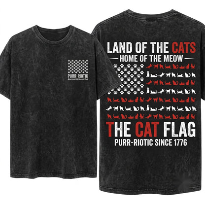 American Flag Patriotic Kitty USA Paws Fourth July Veteran Graphic Gift Unisex Wash T-Shirt