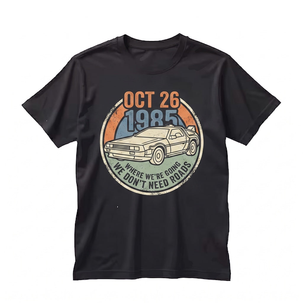Retro 1980s Sci-Fi Time Travel Movie Graphic Vintage Scientist Nostalgia Cotton Apparel Unisex TShirt