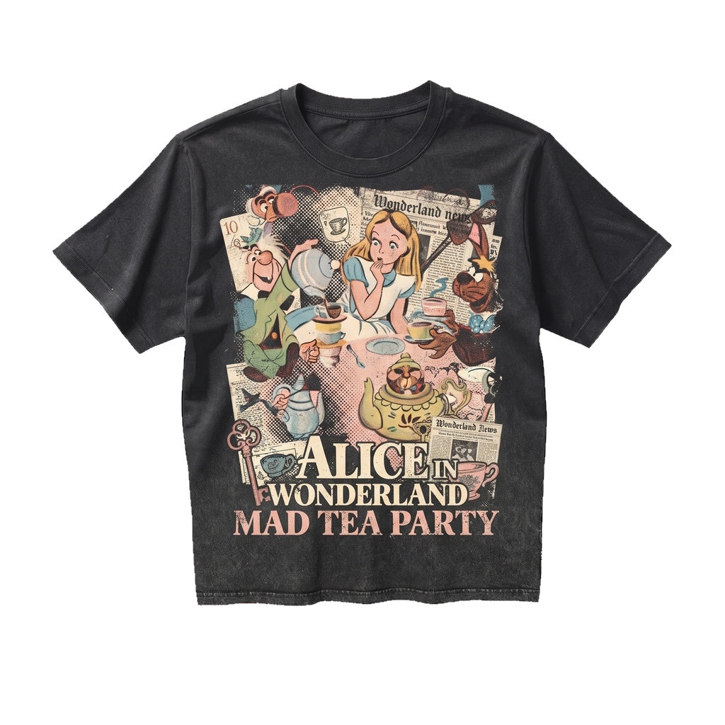 Oversized Retro Princess Graphic Apparel, Feline Character Family Matching Tops, Unisex TShirt