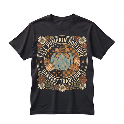 Coquette Pumpkin Fall Sweatshirt, Cute Bow Floral Autumn Halloween Aesthetic Crewneck Graphic Unisex TShirt