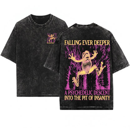 Falling Ever Deeper Funny Vintage Japanese Frog Unisex Wash T-Shirt