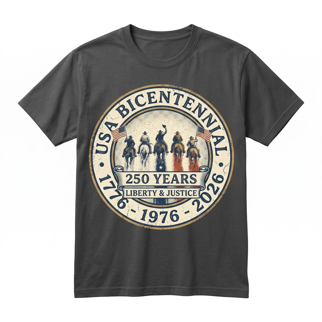 Vintage 4th of July 250th America Patriotic Western Cowboy Rider Gift Unisex TShirt