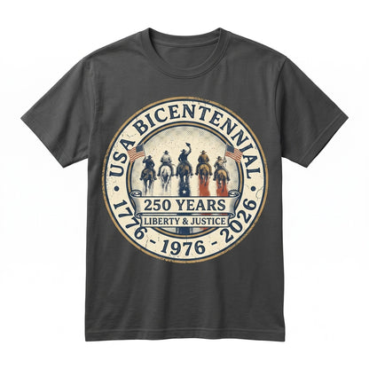 Vintage 4th of July 250th America Patriotic Western Cowboy Rider Gift Unisex TShirt