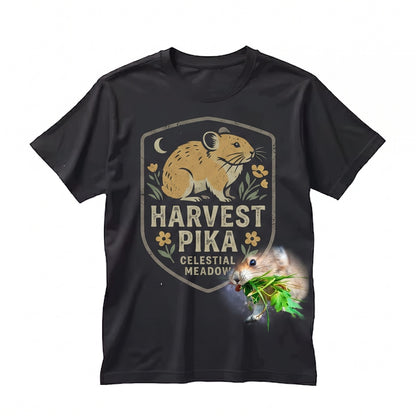 Retro Three Pika Moon Graphic Top Cute Vintage Wildlife Nature Animal Him Her Gift Unisex TShirt