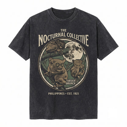 Three Cute Nocturnal Tarsier Graphic Vintage Jungle Wildlife Big Eyes Monkey Primate Oversized Gift Unisex TShirt