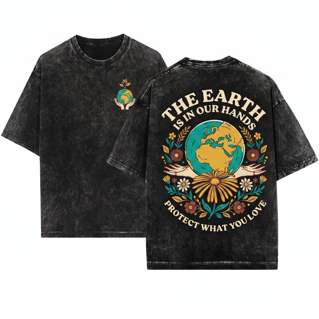 Earth Day Nature Inspired Graphic Eco Top Unisex Wash T-Shirt