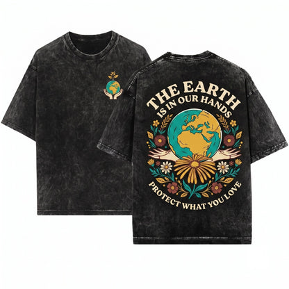 Earth Day Nature Inspired Graphic Eco Top Unisex Wash T-Shirt
