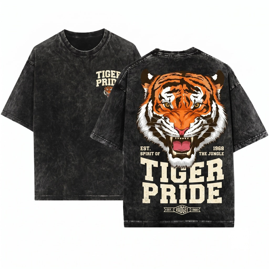 Tiger Pride Game Day Football Crew Neck Unisex Wash T-Shirt