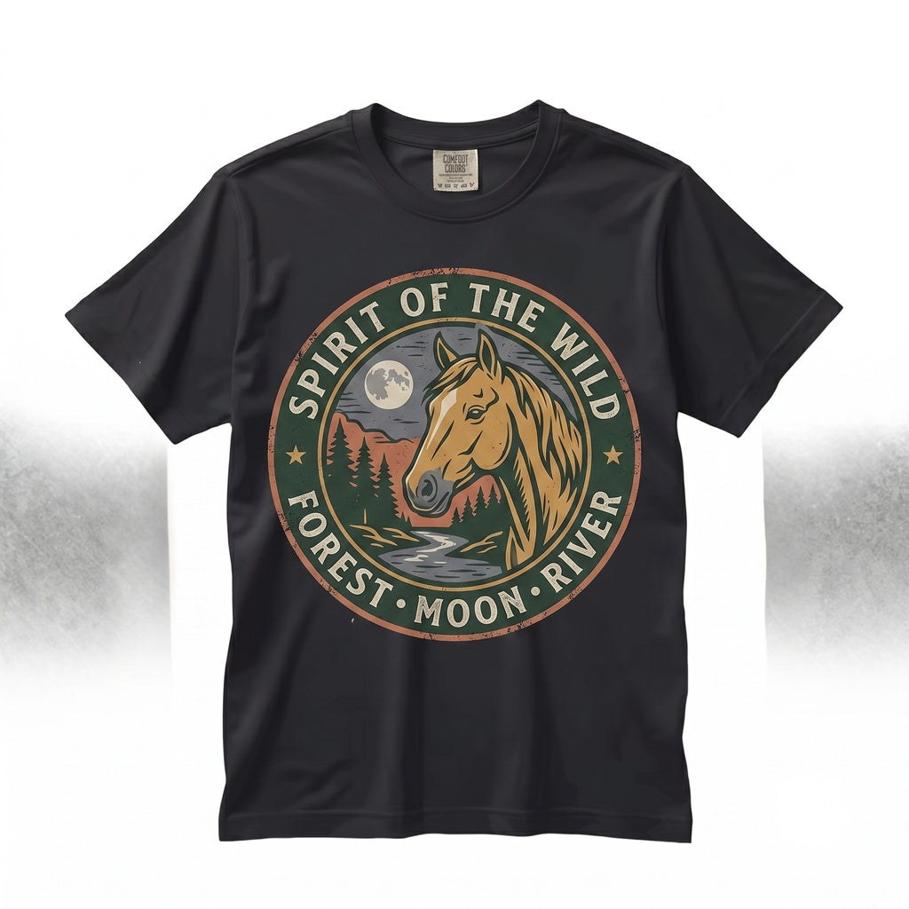 Vintage Mystic Horse Graphic Moonlight Fantasy Celestial Night Sky Animal Gift Unisex TShirt