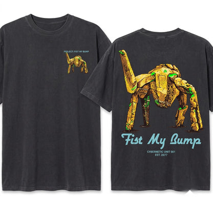 Funny Alien Fist Bump Movie Graphic Novelty Vintage Unisex Wash T-Shirt