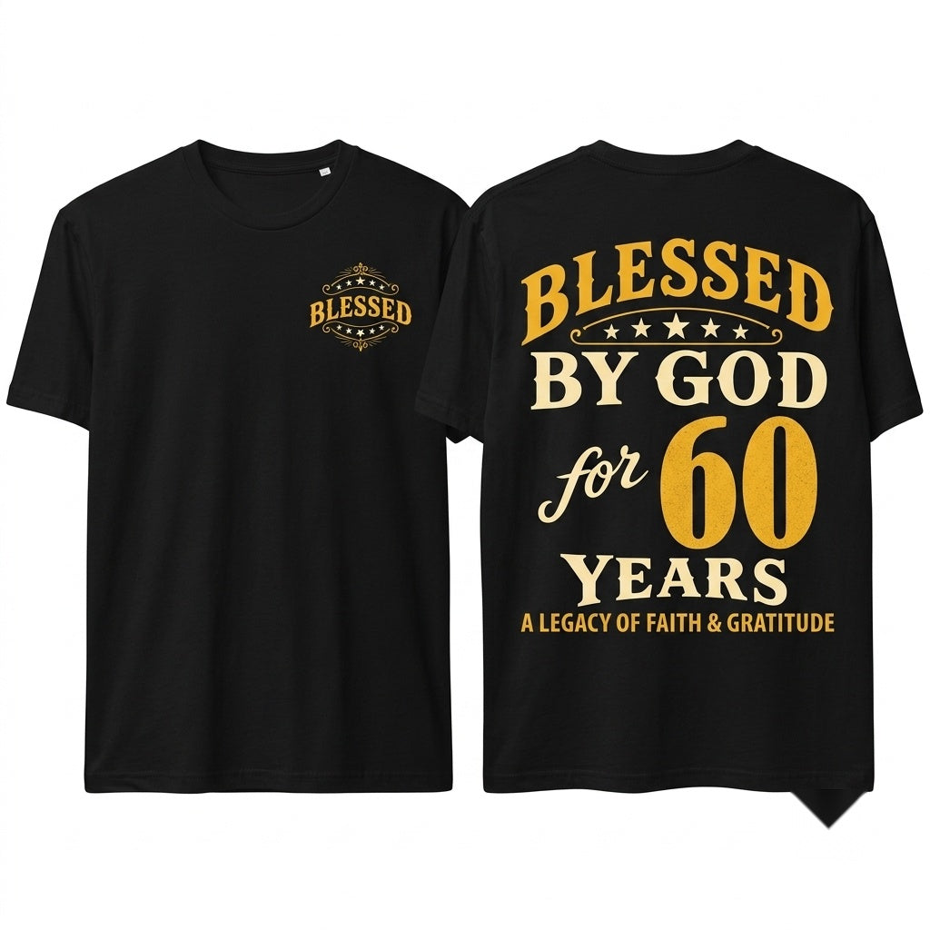 Blessed By God 60th Birthday Anniversary Faith Christian Gift Unisex Wash T-Shirt