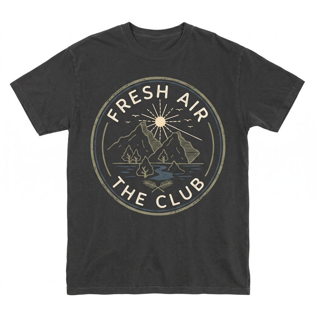 Fresh Air Club Garment-Dyed Cotton Short Sleeve Vintage Crewneck Top Unisex TShirt