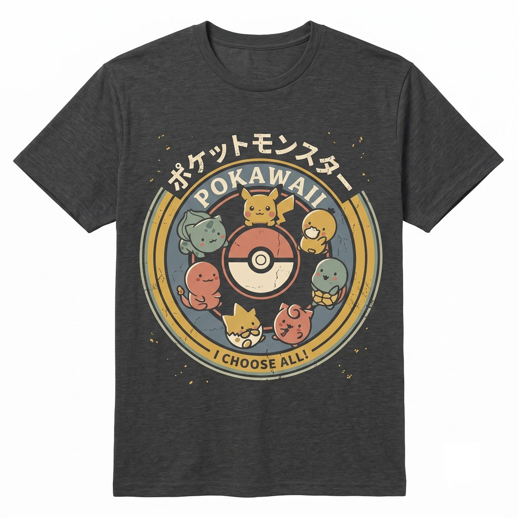 Cute Kawaii Electric Mouse Anime Friends Vintage Wash Graphic Cartoon Birthday Gift Unisex TShirt