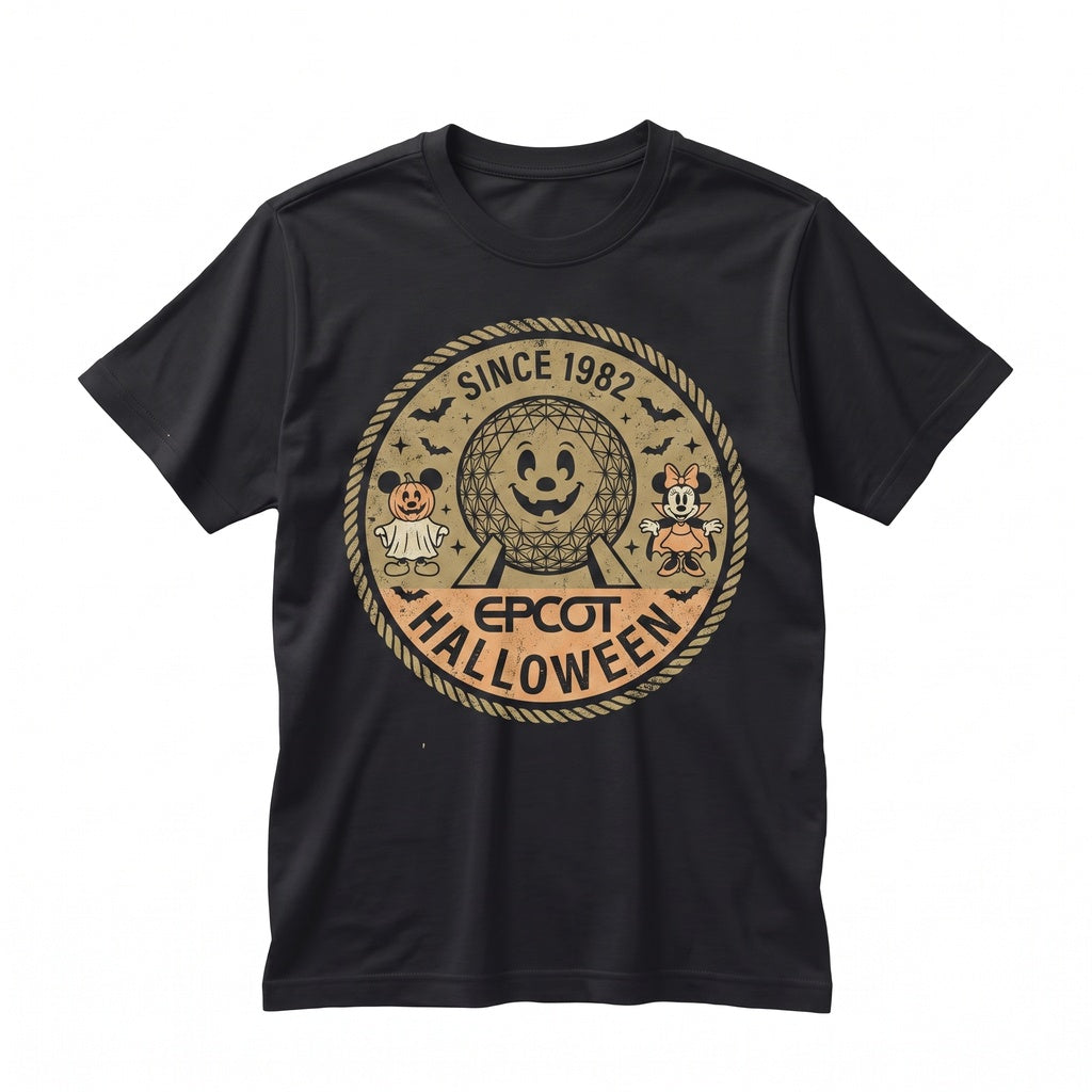 Retro Epcot Halloween Disney World Showcase Since 1982 Vacation Family Trip Spooky Fall Party Gifts Unisex TShirt