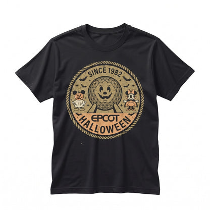 Retro Epcot Halloween Disney World Showcase Since 1982 Vacation Family Trip Spooky Fall Party Gifts Unisex TShirt