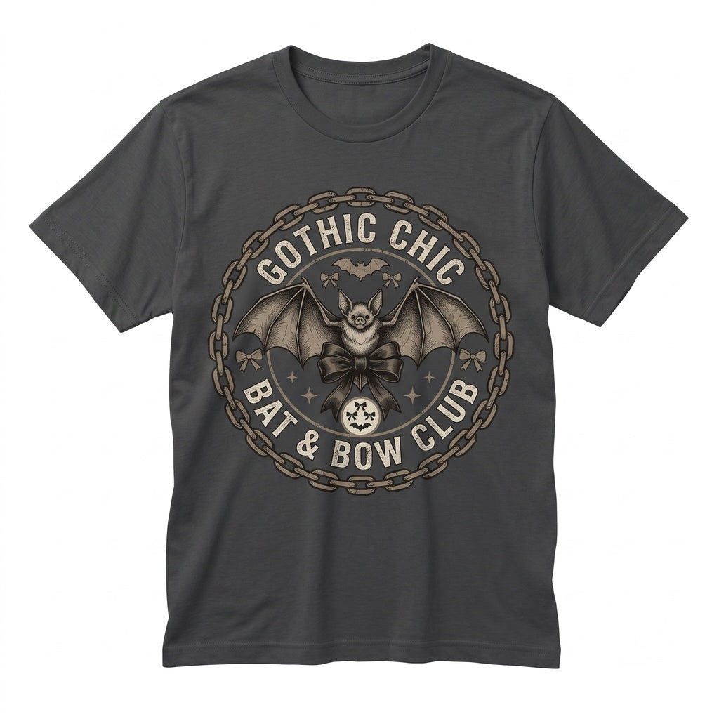 Gothic Vampire Bats Halloween Coquette Black Lace Ribbons Spooky Scary Fangs Graphic Apparel Unisex TShirt