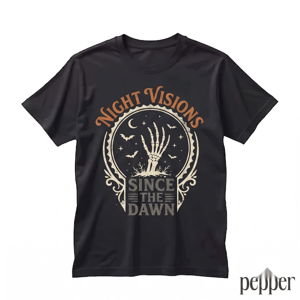 Classic Gothic Skeleton Bat Graphic Haunted Halloween Holiday Gift Unisex TShirt