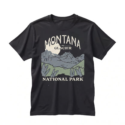 Glacier National Park Montana Mountain Vintage Outdoor Graphic Long Sleeve Souvenir Unisex TShirt