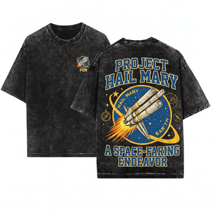 Project Hail Mary Spaceship Sci-Fi Mission Rocket Launch Vintage Style Fan Gift Unisex Wash T-Shirt