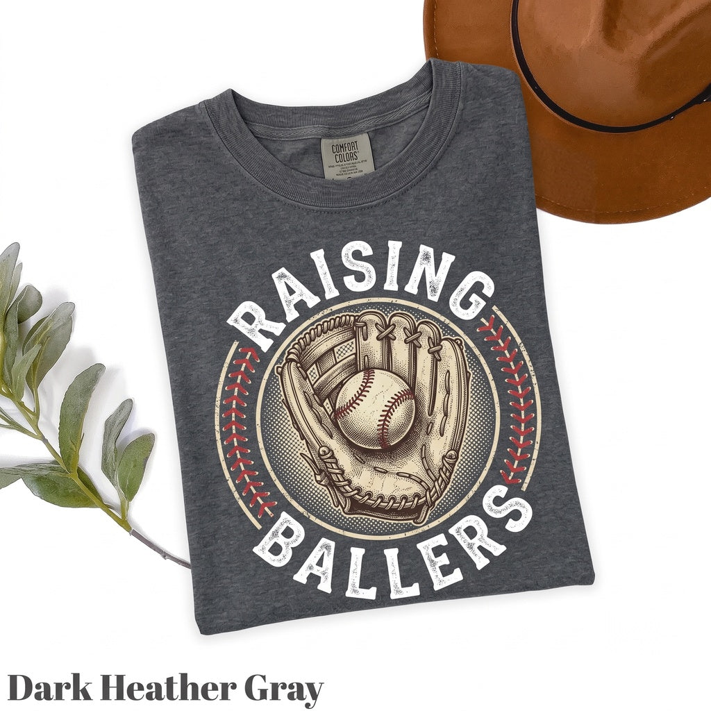 Raising Ballers Baseball Mom Game Day Season Retro Sports Lover Graphic Unisex TShirt
