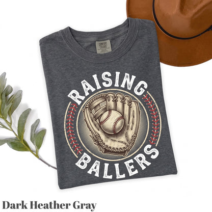 Raising Ballers Baseball Mom Game Day Season Retro Sports Lover Graphic Unisex TShirt