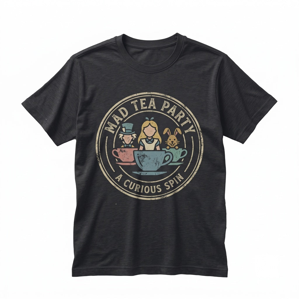 Oversized Alice In Wonderland Mad Hatter Tea Party Vacation Graphic Unisex TShirt