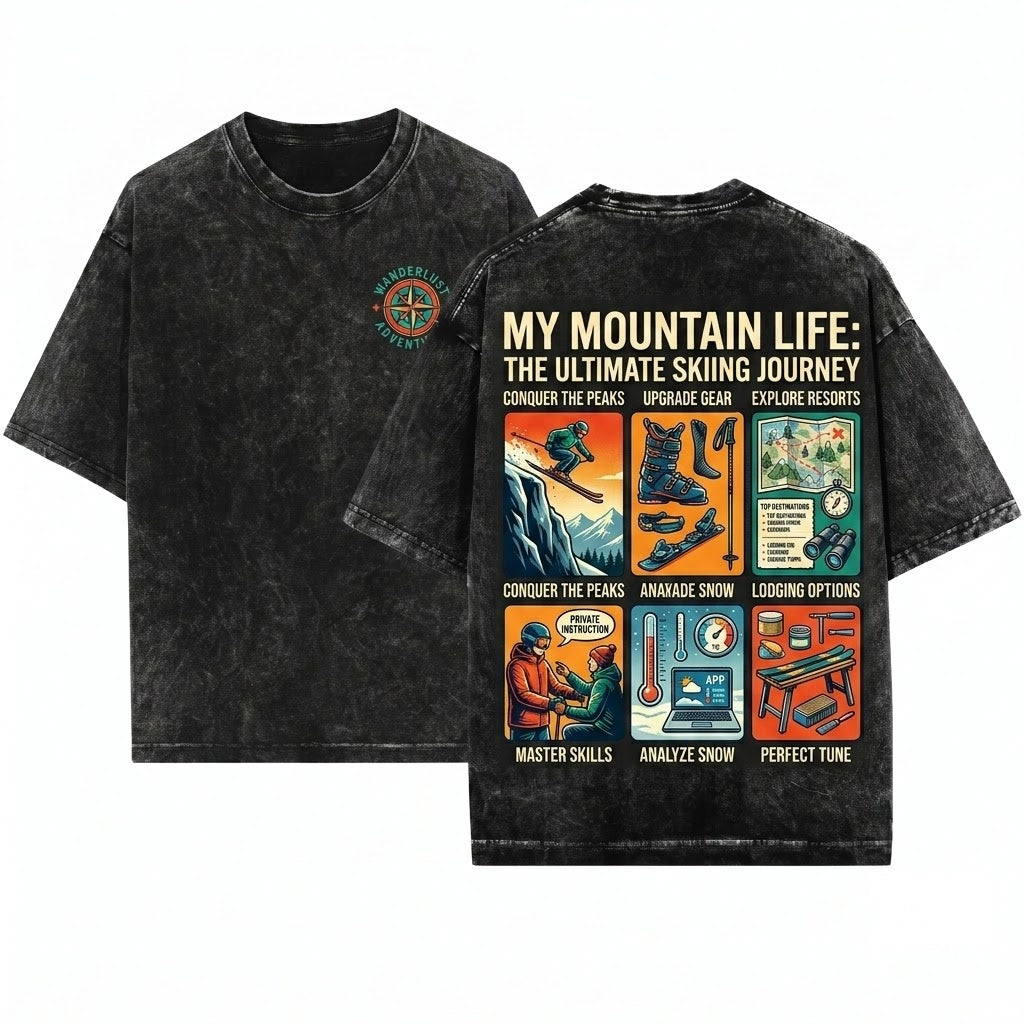 Funny Skiing Enthusiast Playful Activities Graphic Unisex Wash T-Shirt