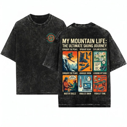 Funny Skiing Enthusiast Playful Activities Graphic Unisex Wash T-Shirt