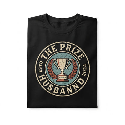 Funny Trophy Husband Est Year Anniversary Gift for Spouse Graphic Cotton Unisex TShirt