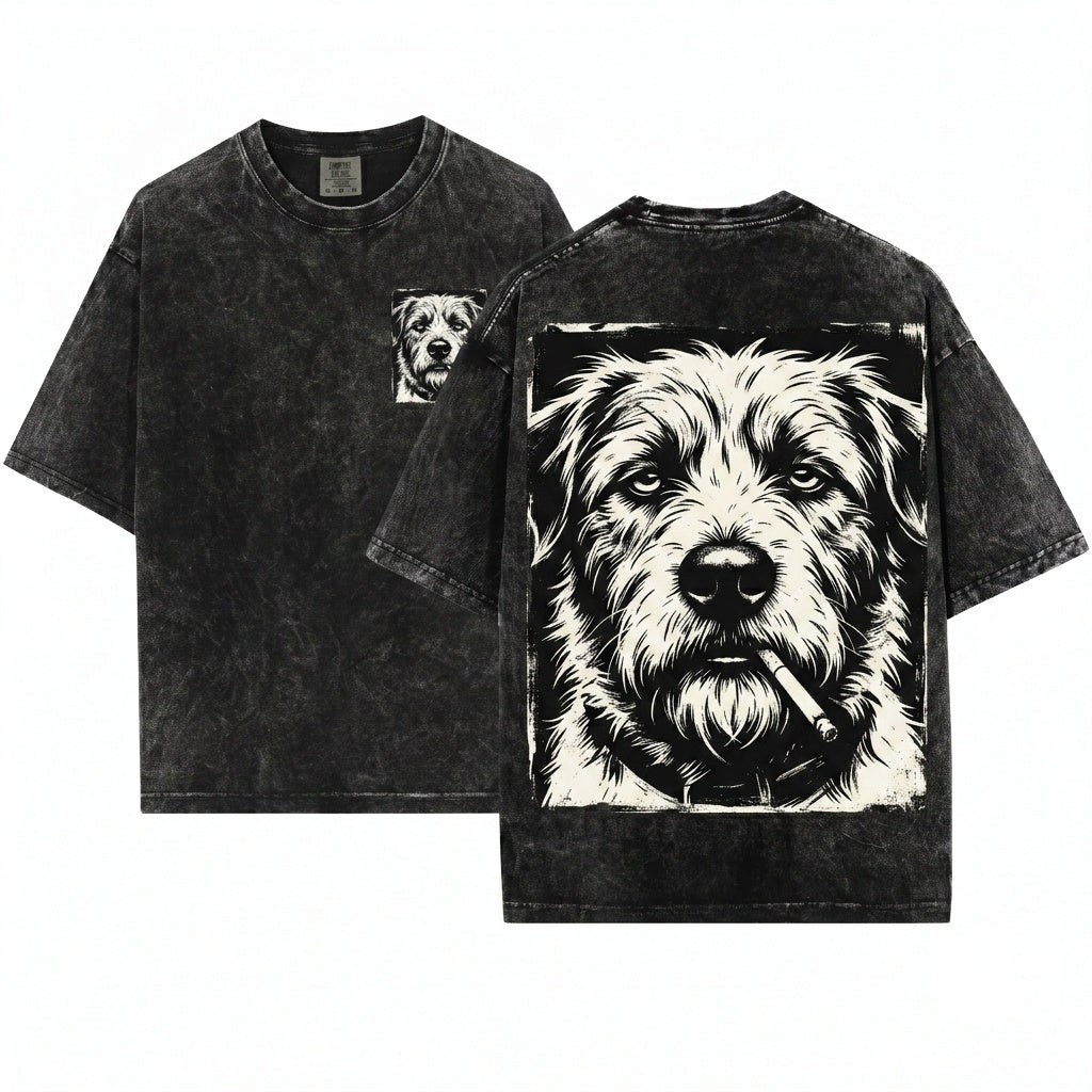 Smoking Shih Tzu Funny Meme Dog Graphic Unisex Wash T-Shirt