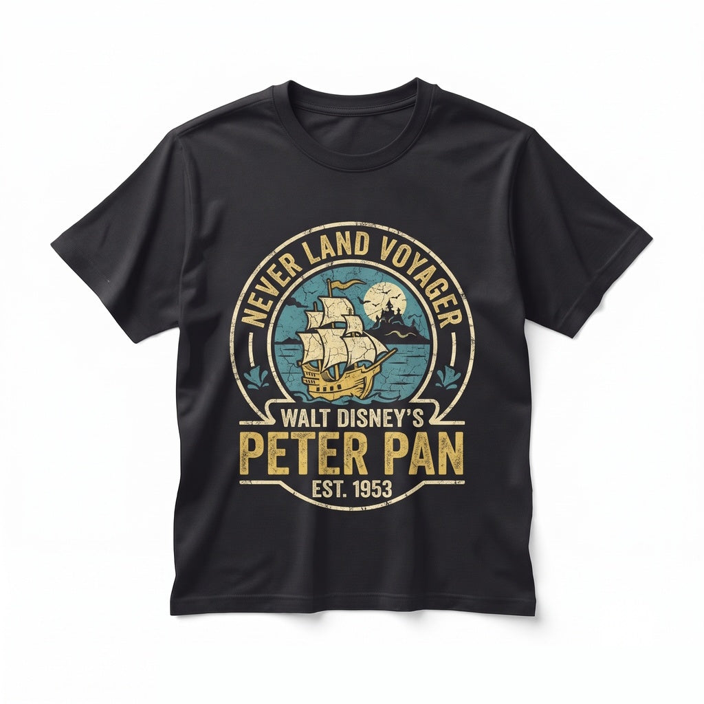 Vintage 1953 Peter Pan Movie Captain Hook Neverland World Trip Graphic Unisex TShirt