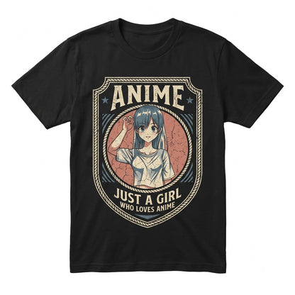 Just A Girl Who Loves Anime Gift Japanese Manga Otaku Kawaii Gamer Cosplay Graphic Unisex TShirt