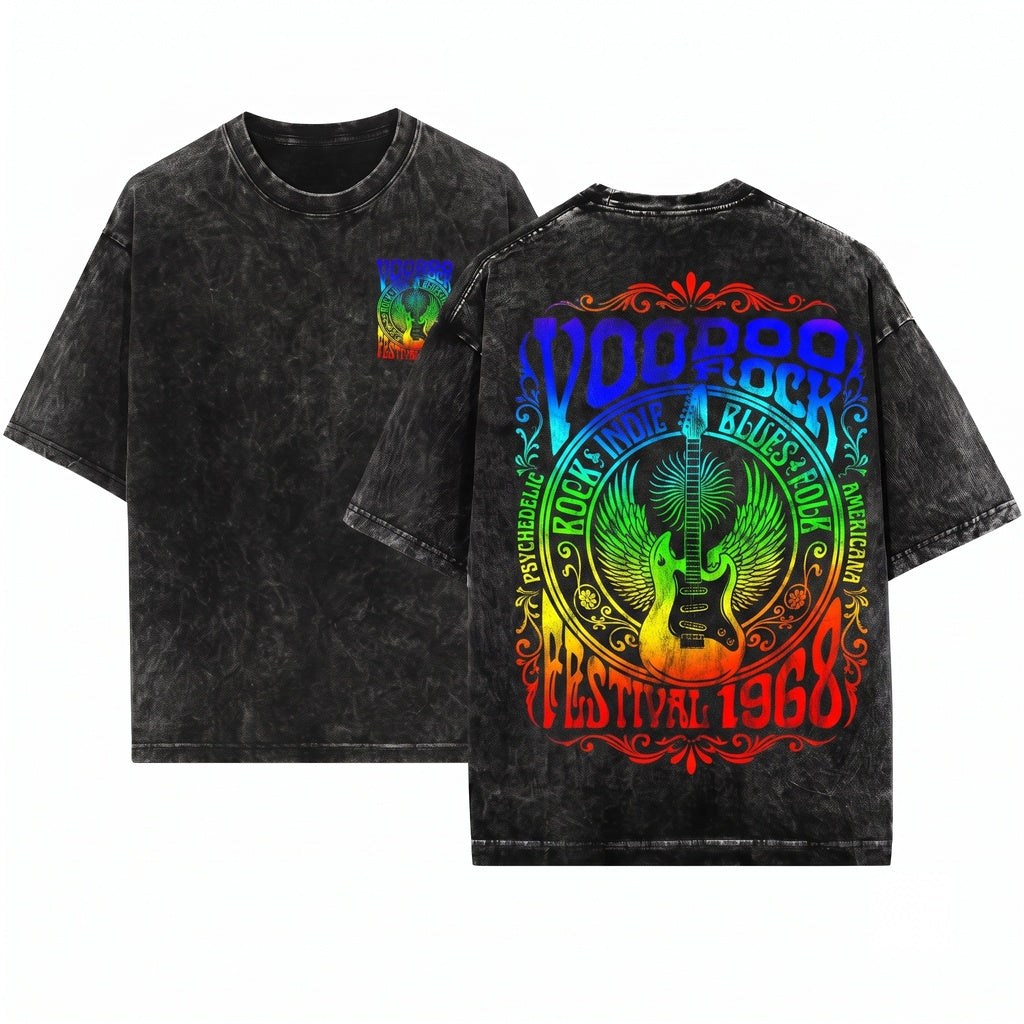 Voodoo Rock Concert Music Retro Unisex Wash T-Shirt