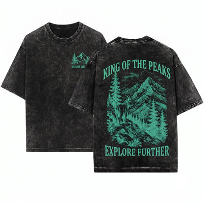 Vintage Mountain Goat Wilderness Alpine Wildlife Rugged Outdoor Nature Adventure Gift Unisex Wash T-Shirt