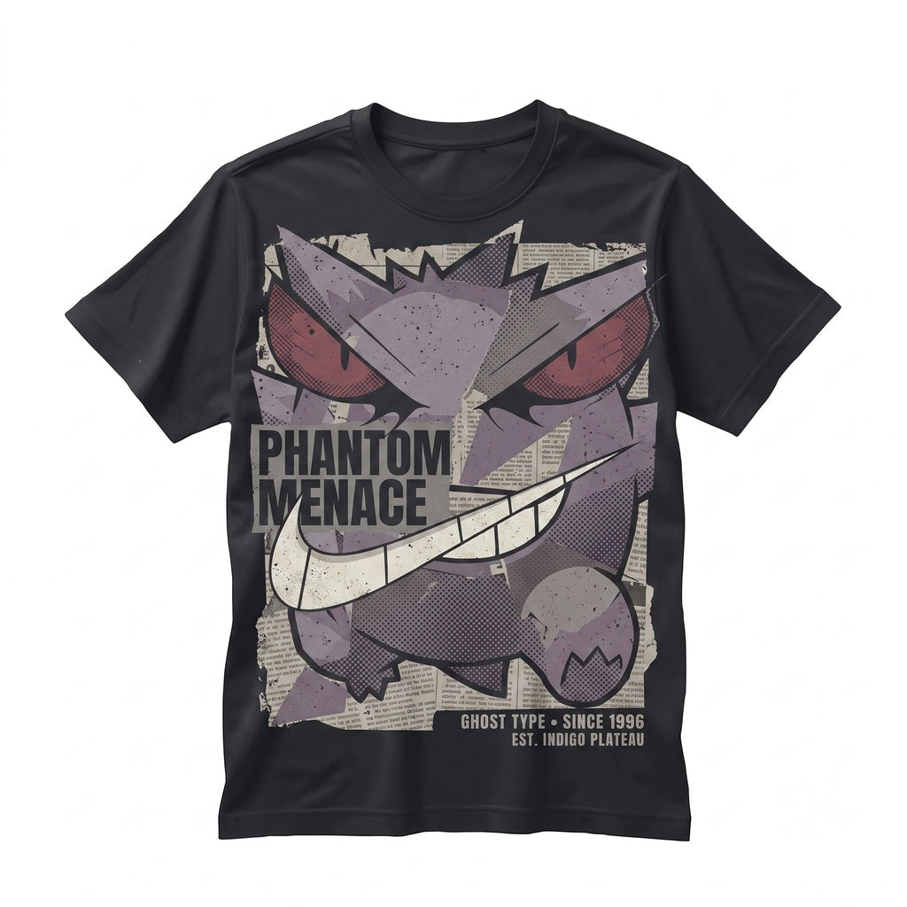 Gengar Face Vintage Wash Graphic Top, Retro Shadow Ghost Anime Streetwear, Oversized Gamer Gift Unisex TShirt