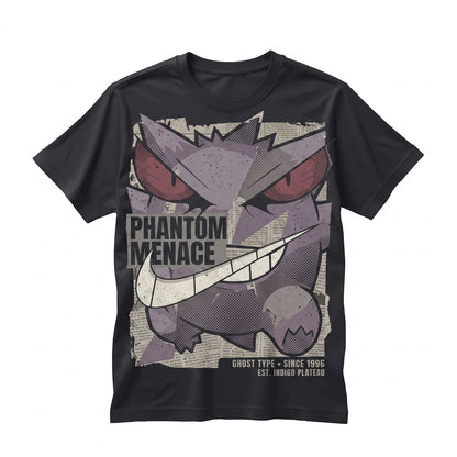 Gengar Face Vintage Wash Graphic Top, Retro Shadow Ghost Anime Streetwear, Oversized Gamer Gift Unisex TShirt