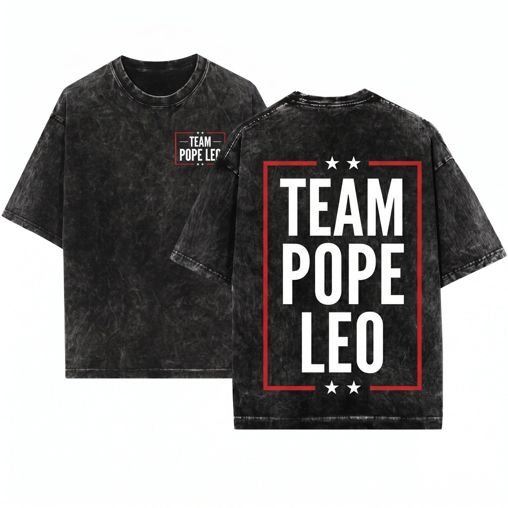 Team Pope Leo XIV Catholic Faith Graphic Religious Event Support Gift Unisex Wash T-Shirt
