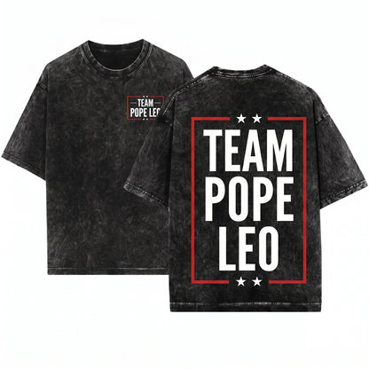 Team Pope Leo XIV Catholic Faith Graphic Religious Event Support Gift Unisex Wash T-Shirt
