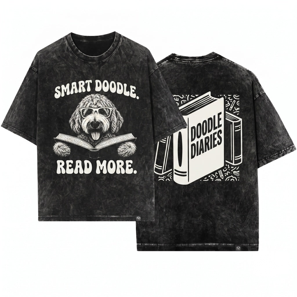 Goldendoodle Reading Dog Bookworm Librarian Pet Mom Gift Unisex Wash T-Shirt