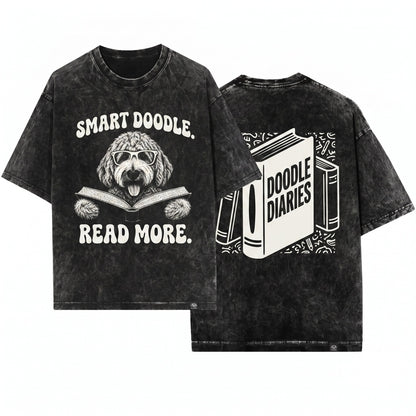 Goldendoodle Reading Dog Bookworm Librarian Pet Mom Gift Unisex Wash T-Shirt