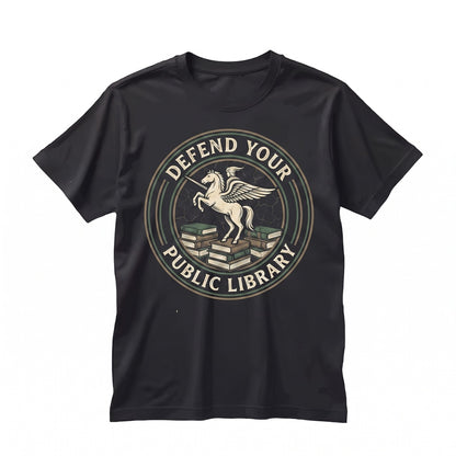 Defend Your Public Library Embroidered Knight Librarian Gift Heavyweight Unisex TShirt