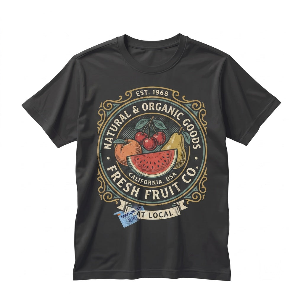 Cute Retro Tropical Fruit Labels Graphic Colorful Summer Vacation Sunshine Beach Unisex TShirt