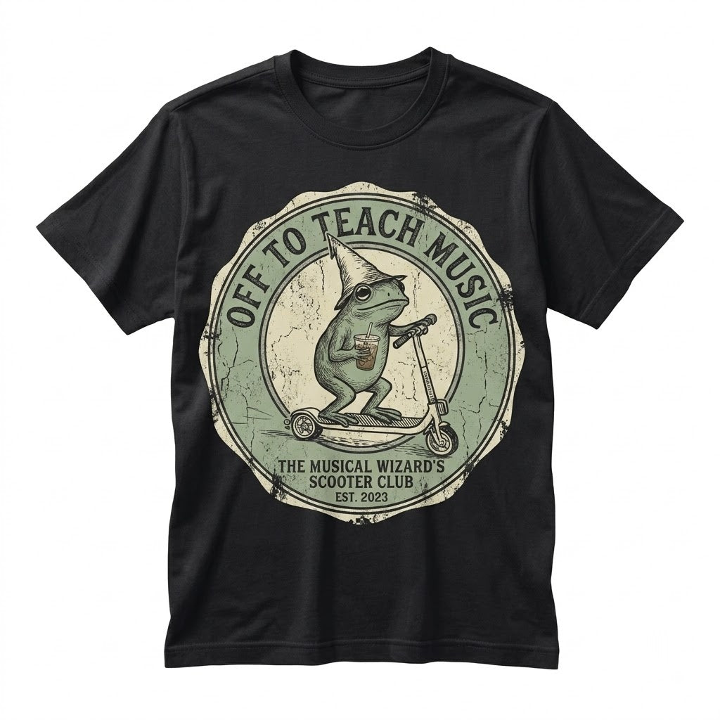 Funny Frog Drinking Iced Coffee Playing Piano Music Band Chorus Teacher Back To School Cute Graphic Unisex TShirt