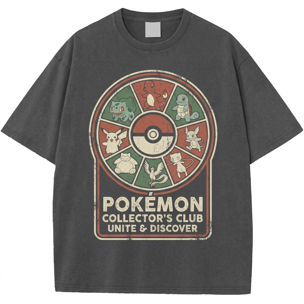 Vintage Washed Oversized Retro Anime Monster Collage Graphic Gamer Fan Gift Unisex TShirt